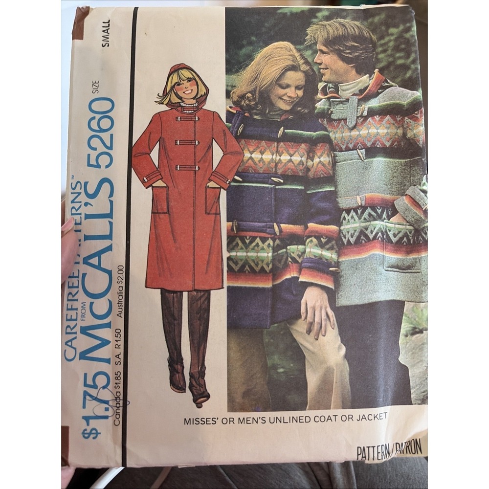 Vintage 1976 McCalls Jacket Sewing Pattern 5260 Size Small Uncut